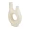 14" Beige Paper Mache Abstract Double Opening Vase